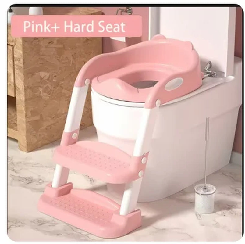 Toilet Folding Ladder Children'S Potty Training Toilet Baby Seat Urinal Chair with Adjustable Step Stool Ladder Comfortable Safe