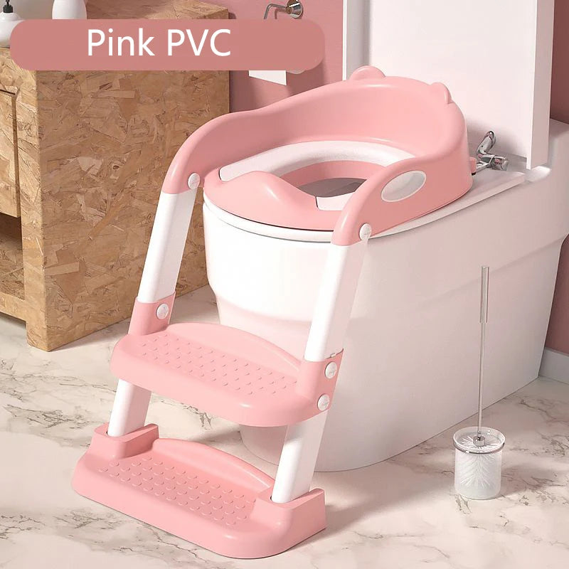 Toilet Folding Ladder Children'S Potty Training Toilet Baby Seat Urinal Chair with Adjustable Step Stool Ladder Comfortable Safe
