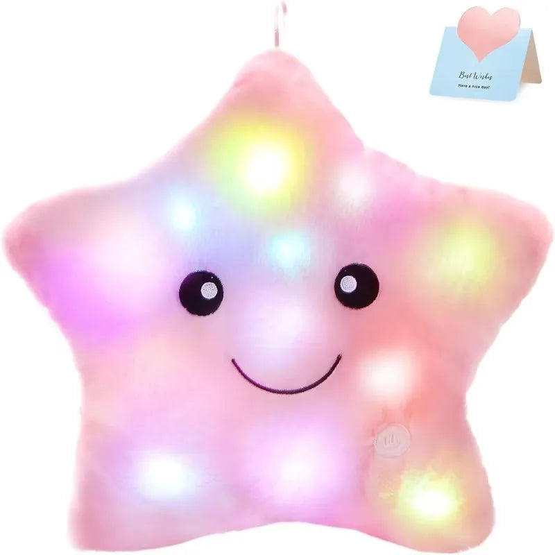 34CM Creative Toy Luminous Pillow Soft Stuffed Plush Glowing Colorful Stars Cushion Led Light Toys Gift for Kids Children Girls