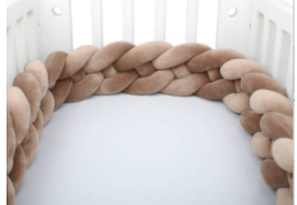 Heightening Baby Braided Crib Bumpers Knot Long Pillow Cushion Bedding Room Dector