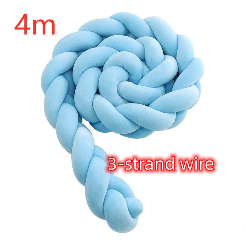 Heightening Baby Braided Crib Bumpers Knot Long Pillow Cushion Bedding Room Dector