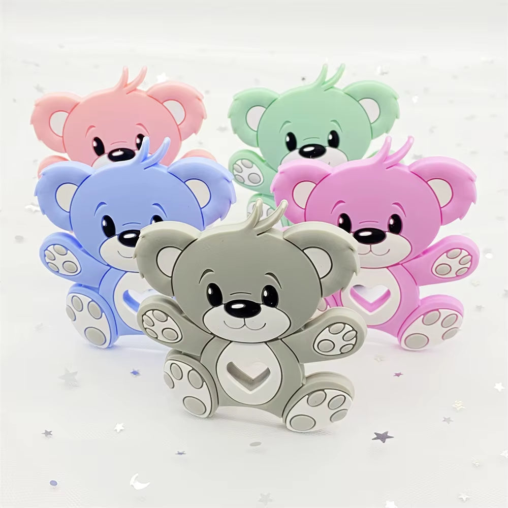 10Pcs Bear Silicone Baby Teether Rodent Teething Toys Chewable Animal Beads Baby Products Nursing Gift DIY Pendant Necklace