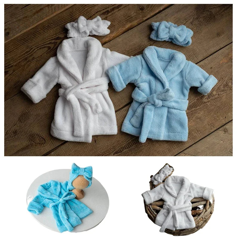 Newborn Photography Props Baby Hooded Robe with Belt Bathrobe Bath Towel Cucumber Set Outfit Baby Costume Photo Accessories