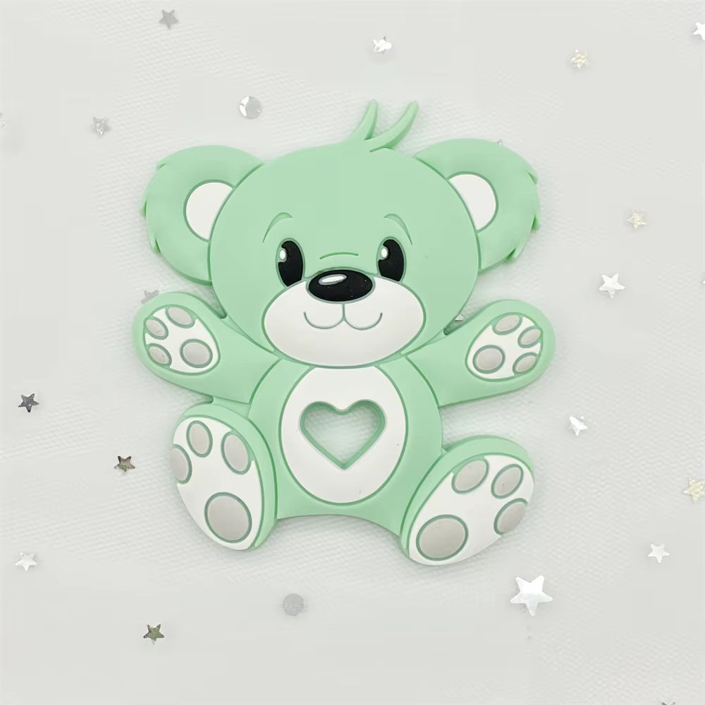 10Pcs Bear Silicone Baby Teether Rodent Teething Toys Chewable Animal Beads Baby Products Nursing Gift DIY Pendant Necklace