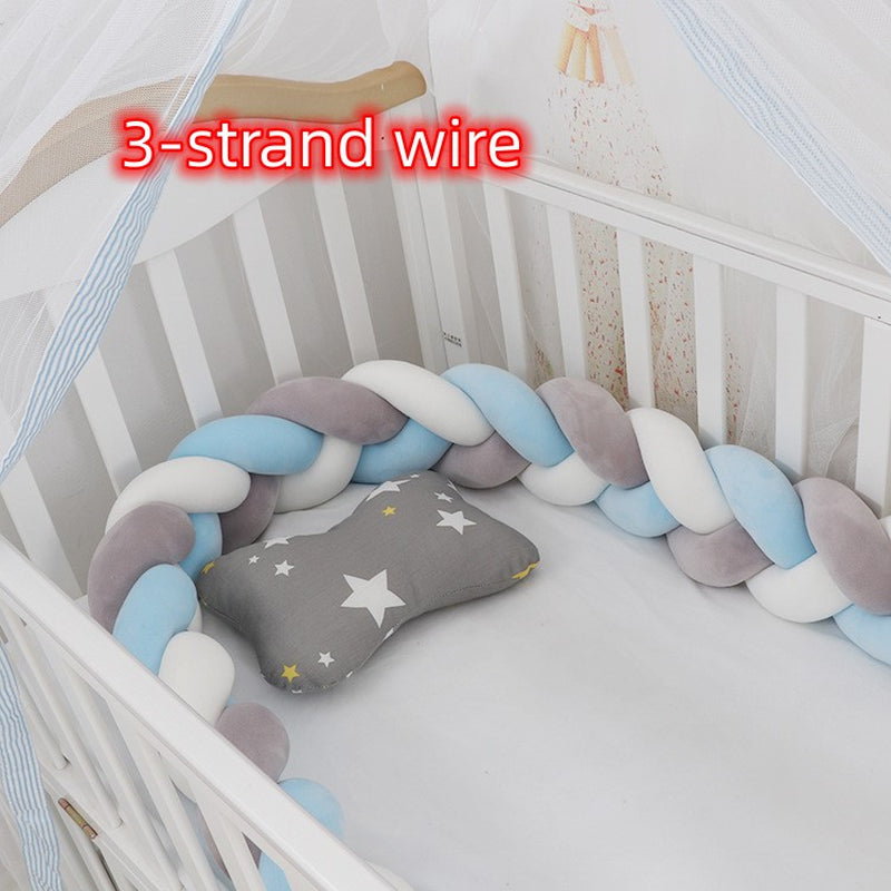 Heightening Baby Braided Crib Bumpers Knot Long Pillow Cushion Bedding Room Dector