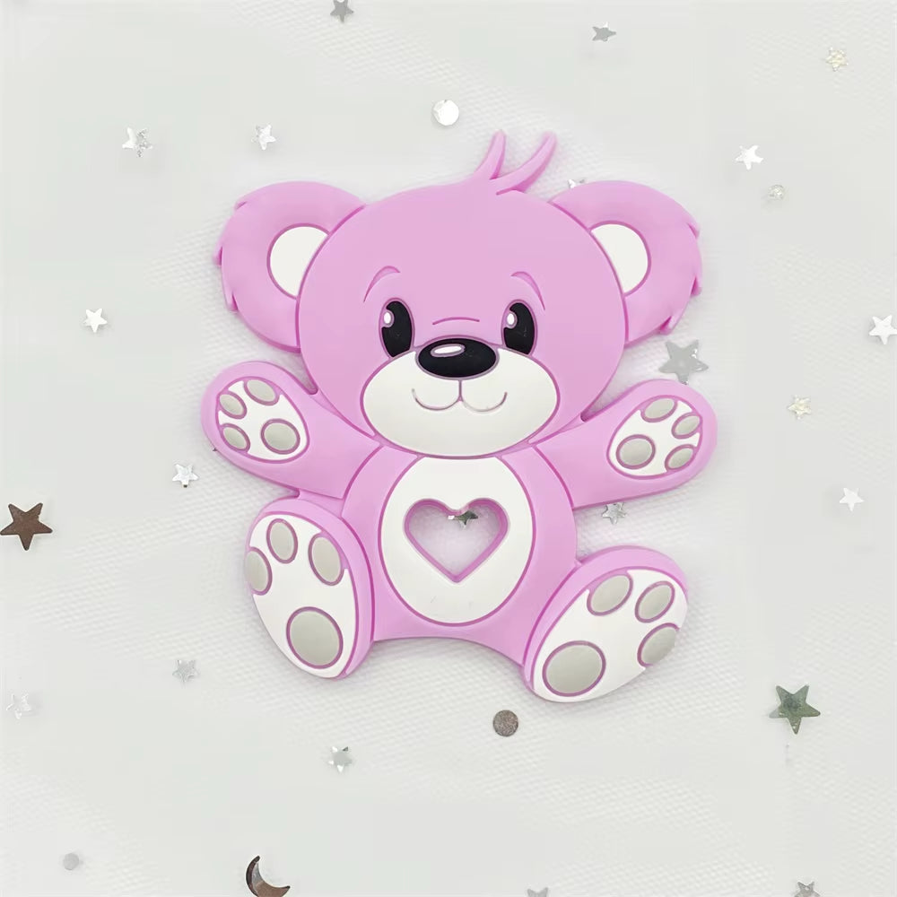 10Pcs Bear Silicone Baby Teether Rodent Teething Toys Chewable Animal Beads Baby Products Nursing Gift DIY Pendant Necklace