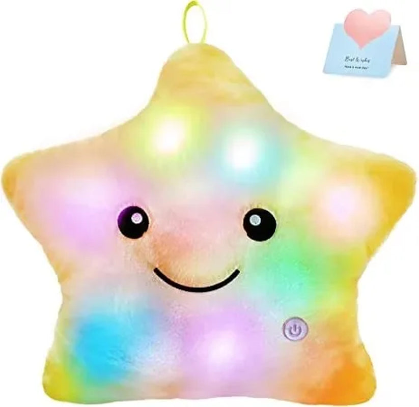 34CM Creative Toy Luminous Pillow Soft Stuffed Plush Glowing Colorful Stars Cushion Led Light Toys Gift for Kids Children Girls
